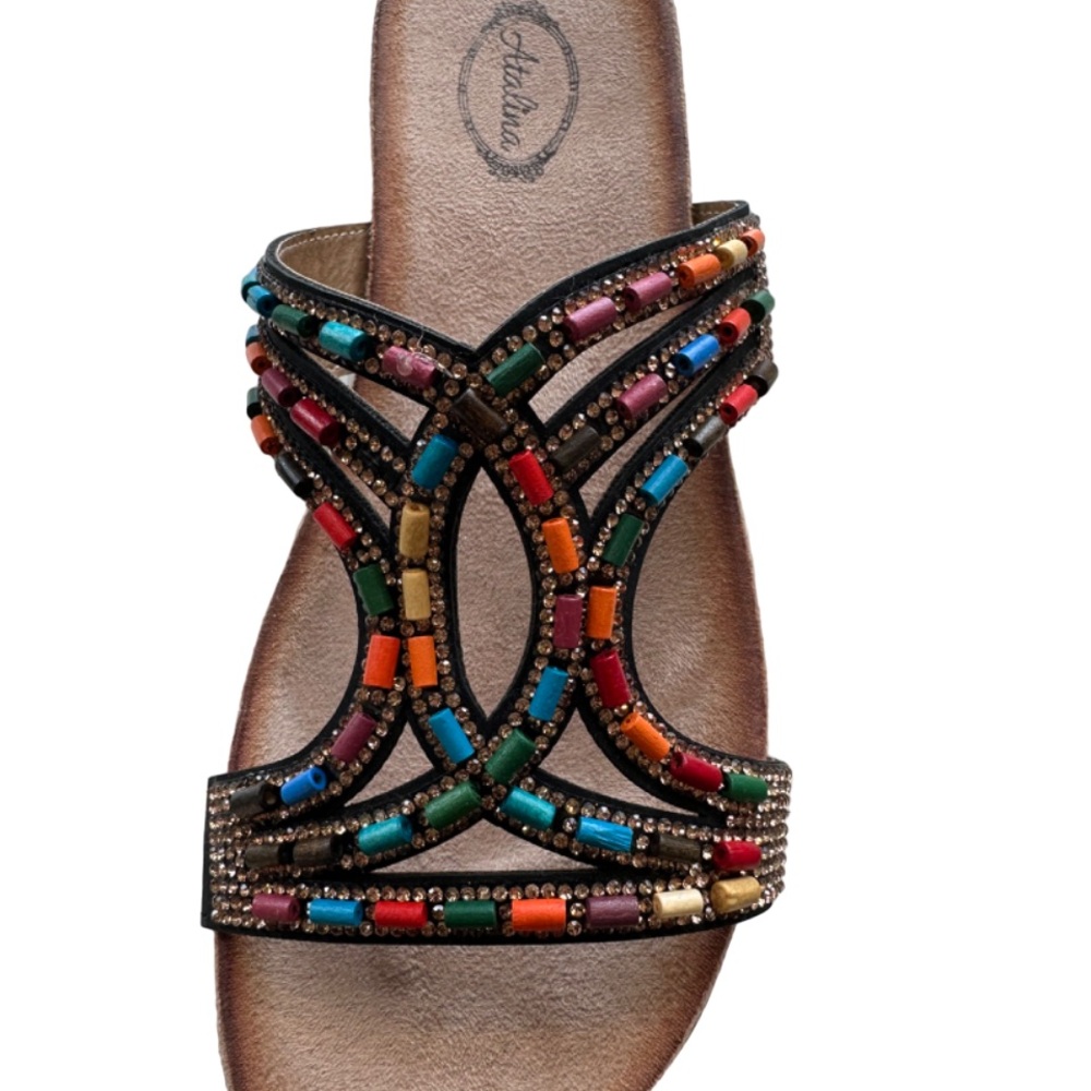 Beautiful Beaded Paradise Sandals-BLACK